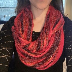 Red multi color infinity scarf